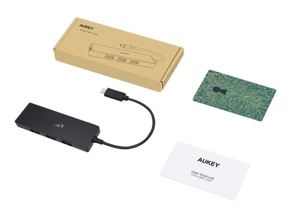 Aukey CB-C64 - Hubb - 4 x USB 3.1 Gen 1 - skrivbordsmodell