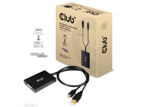 Club 3D - Adapterkabel - Mini DisplayPort, USB (kun strøm) (hann) til DVI-D (hunn) - DisplayPort 1.2a - 60 cm - 4K-støtte, aktiv, HDCP OFF