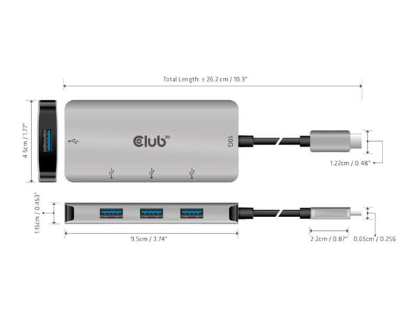 CLUB3D CSV-1547 gränssnittshubbar USB 3.2 Gen 2 (3.1 Gen 2) Type-C