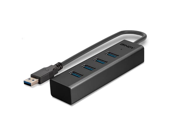 Lindy 43324, USB 3.2 Gen 1 (3.1 Gen 1) Type-A, USB 3.2 Gen 1 (3.1 Gen 1) Type-A, 5000 Mbit/s, Svart, Gjuten aluminium, Plast, 0,3 m