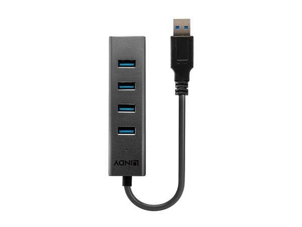 Lindy 43324, USB 3.2 Gen 1 (3.1 Gen 1) Type-A, USB 3.2 Gen 1 (3.1 Gen 1) Type-A, 5000 Mbit/s, Svart, Gjuten aluminium, Plast, 0,3 m