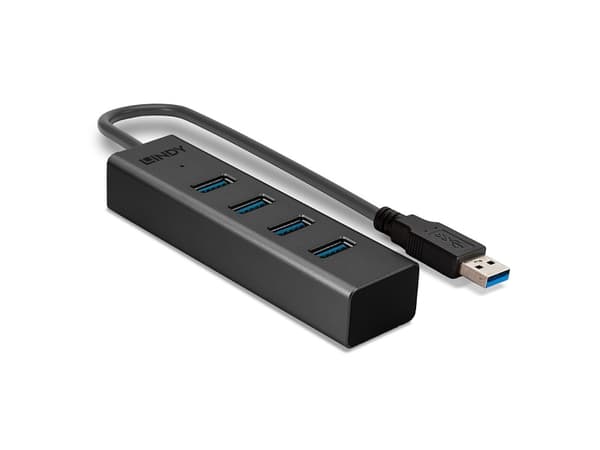 Lindy 43324, USB 3.2 Gen 1 (3.1 Gen 1) Type-A, USB 3.2 Gen 1 (3.1 Gen 1) Type-A, 5000 Mbit/s, Svart, Gjuten aluminium, Plast, 0,3 m