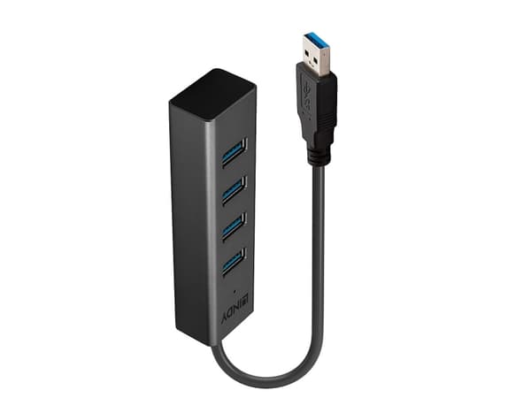 Lindy 43324, USB 3.2 Gen 1 (3.1 Gen 1) Type-A, USB 3.2 Gen 1 (3.1 Gen 1) Type-A, 5000 Mbit/s, Svart, Gjuten aluminium, Plast, 0,3 m