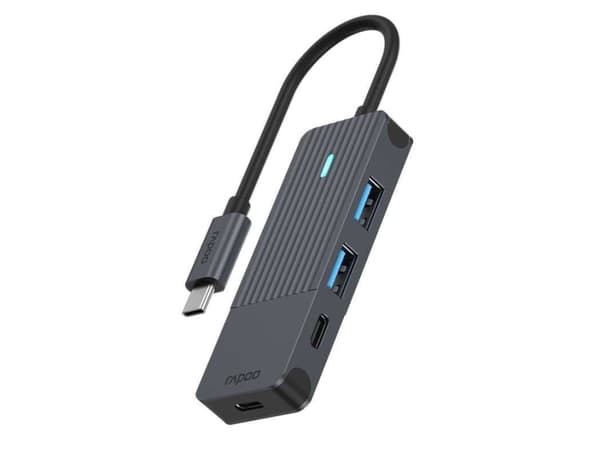 Rapoo UCH-4003, USB 3.2 Gen 1 (3.1 Gen 1) Typ-C, USB 3.2 Gen 1 (3.1 Gen 1) Typ-A, USB 3.2 Gen 1 (3.1 Gen 1) Typ-C, 5000 Mbit/s, Antracit, 0,17 m, Kin