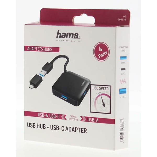 HAMA Hub USB/USB-C 1:4 1.5 Gbit/s