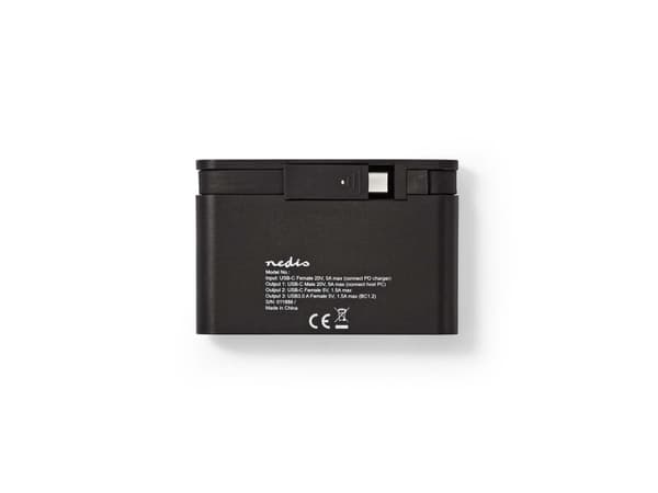 Nedis TCARF220BK - Hub - 1 x VGA + 1 x SuperSpeed USB + 1 x USB-C (strømlevering) - stasjonær