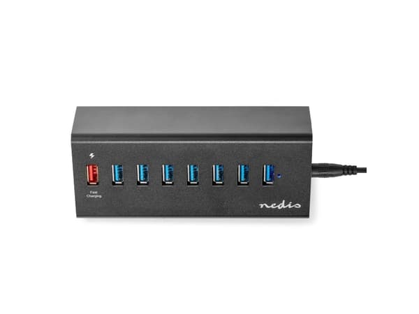 Nedis USB-keskitin | 8-porttiportti(t) | QC3.0 / USB 3.2 Gen1 | Verkkovirta / Power over USB | 5 Gbps | 8x USB