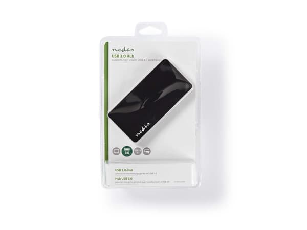 Nedis UHUBU3420BK - Hubb - 4 x SuperSpeed USB 3.0 - skrivbordsmodell