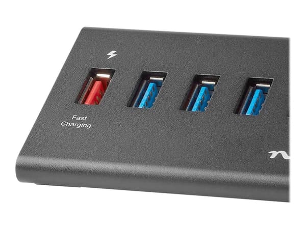 Nedis UHUBUP3510BK - Hubb - 4 x SuperSpeed USB 3.0 + 1 x SuperSpeed USB 3.0 (laddning) - skrivbordsmodell