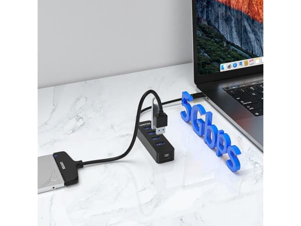 Unitek uHUB Q4 H1117B - Hubb - 4 x SuperSpeed USB 3.0 - skrivbordsmodell