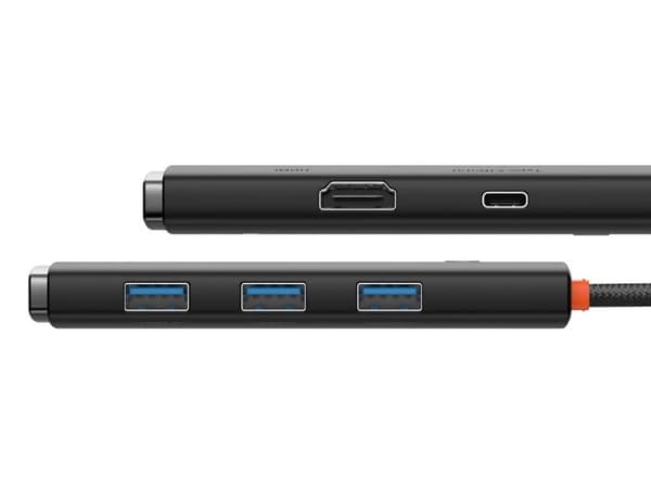 Baseus WKQX040001, USB Type-C, HDMI, USB 3.2 Gen 1 (3.1 Gen 1) Type-A, USB 3.2 Gen 1 (3.1 Gen 1) Type-C, Svart, 1 styck