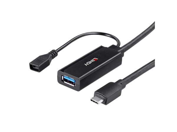 Lindy 43344, USB 3.2 Gen 1 (3.1 Gen 1) Typ-C, USB 3.2 Gen 1 (3.1 Gen 1) Typ-A, 5000 Mbit/s, Svart, Akrylonitrilbutadienstyren, Rund kabel