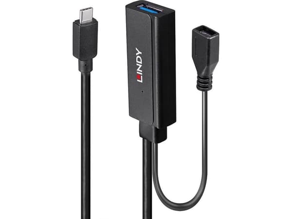 Lindy 43344, USB 3.2 Gen 1 (3.1 Gen 1) Typ-C, USB 3.2 Gen 1 (3.1 Gen 1) Typ-A, 5000 Mbit/s, Svart, Akrylonitrilbutadienstyren, Rund kabel