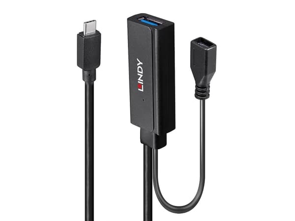 Lindy 43344, USB 3.2 Gen 1 (3.1 Gen 1) Typ-C, USB 3.2 Gen 1 (3.1 Gen 1) Typ-A, 5000 Mbit/s, Svart, Akrylonitrilbutadienstyren, Rund kabel