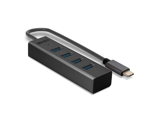 Lindy 43325, USB 3.2 Gen 1 (3.1 Gen 1) Type-C, USB 3.2 Gen 1 (3.1 Gen 1) Type-A, 5000 Mbit/s, Grå, Gjuten aluminium, Plast, 0,3 m