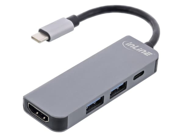 InLine 33271H, USB 3.2 Gen 1 (3.1 Gen 1) Type-C, HDMI, USB 3.2 Gen 1 (3.1 Gen 1) Type-A, USB Type-C, 5000 Mbit/s, 60 hz, 3840 x 2160 pixlar, Grå
