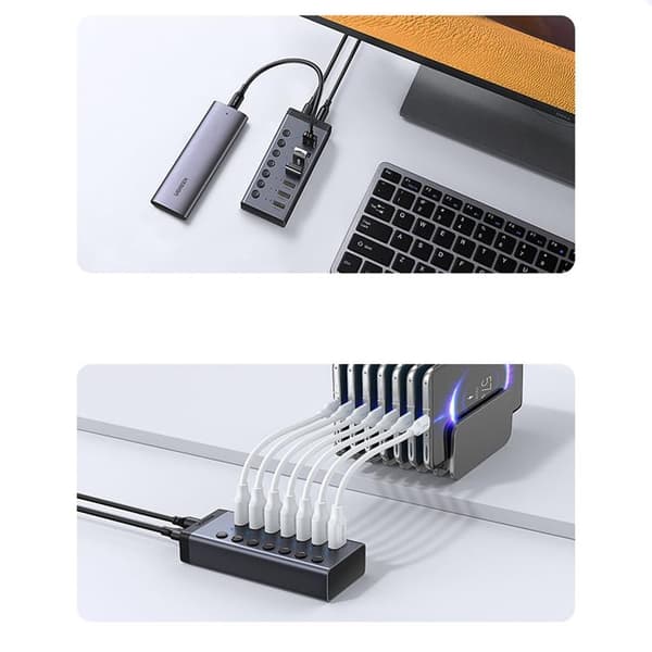Ugreen Multifunctional HUB 7in1 USB Typ-C PD DC 12V - Grå