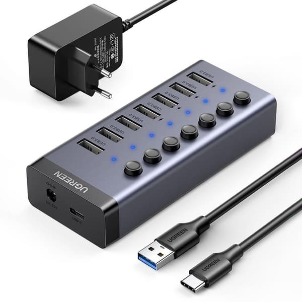 Ugreen Multifunctional HUB 7in1 USB Typ-C PD DC 12V - Grå