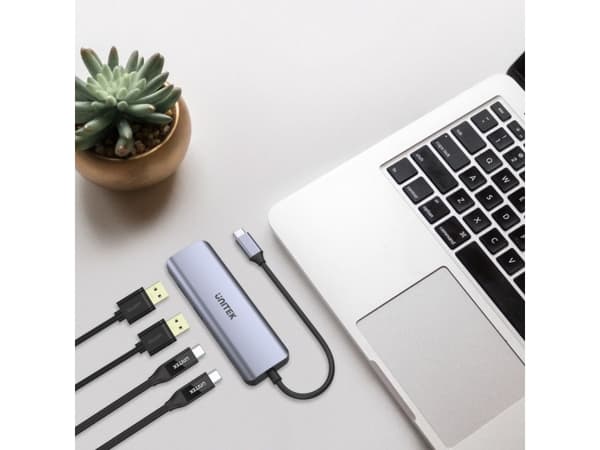 Unitek uHUB Q4 Next H1107Q - Hubb - 2 x USB-C + 2 x USB - skrivbordsmodell