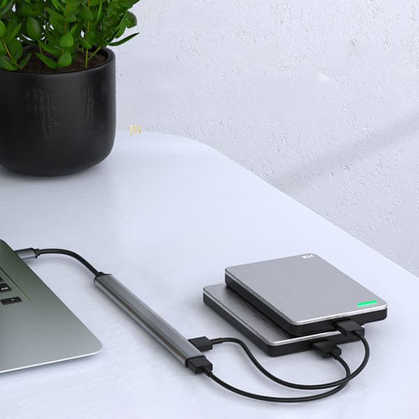 INF USB3.0 till USB2.0/3.0 USB hub med 7 portar Silvergrå
