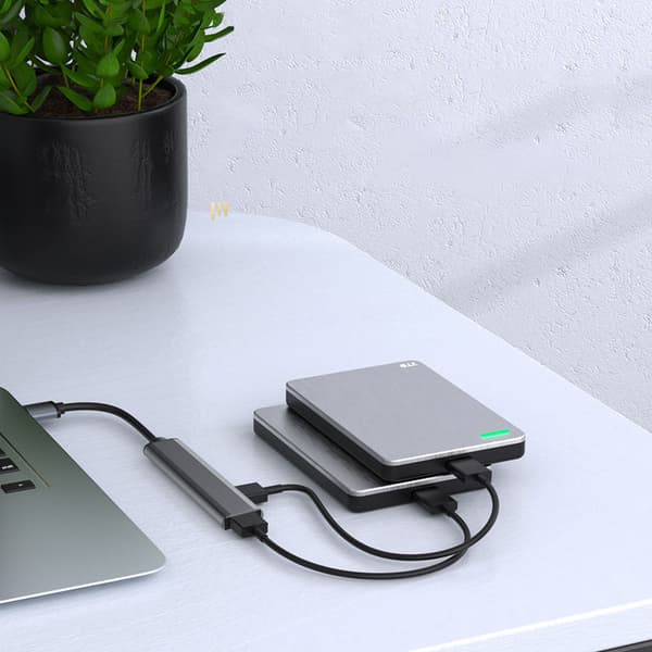 INF USB-C til USB 3.0 Hub med 4 porter Sølvgrå