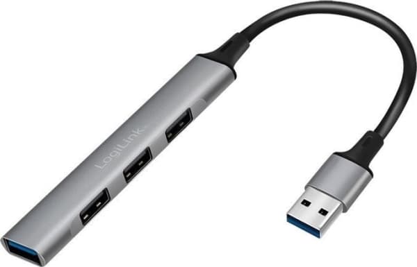 LogiLink UA0391 - USB 3.0/2.0 4-porttinen keskittimen alumiininen 4xA ohut USB-A-kaapeli - Kaapeli - Kaapeli