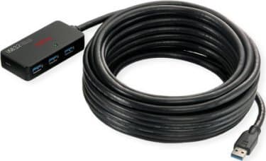ROLINE 12041098, USB 3.2 Gen 1 (3.1 Gen 1) Type-A, USB 3.2 Gen 1 (3.1 Gen 1) Type-A, 5000 Mbit/s, Svart, 10 m, 40 mm