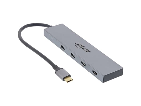 InLine 35392B, USB 2.0 Type-C, USB 3.2 Gen 2 (3.1 Gen 2) Type-C, 10000 Mbit/s, Grå, Gjuten aluminium, 100 W