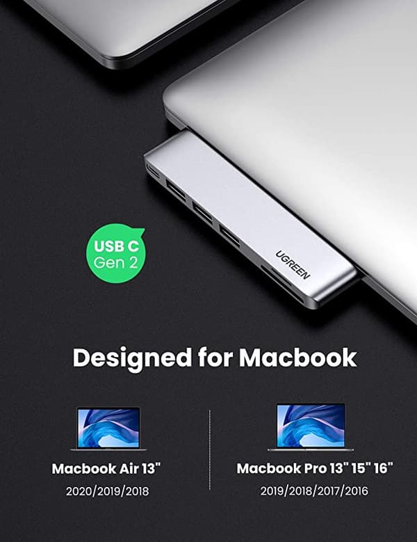 UGREEN USB C Hub 6 i 2 till USB C Thunderbolt 3 hub, 100W PD, 8K HDMI 40Gbps, 3 USB 3.0 Portar, SD TF Kortläsare Adapter