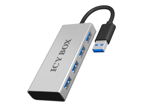 ICY BOX IB-AC6104, USB 3.2 Gen 1 (3.1 Gen 1) Type-A, USB 3.2 Gen 1 (3.1 Gen 1) Type-A, 5000 Mbit/s, Valkoinen, Alumiini, Teho