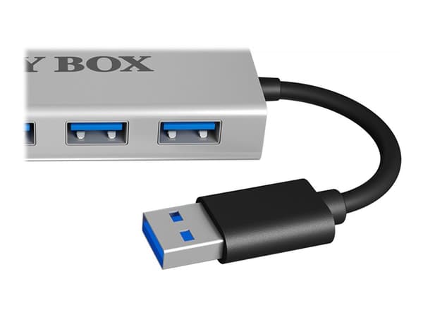 ICY BOX IB-AC6104, USB 3.2 Gen 1 (3.1 Gen 1) Type-A, USB 3.2 Gen 1 (3.1 Gen 1) Type-A, 5000 Mbit/s, Valkoinen, Alumiini, Teho