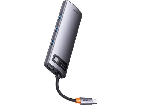 Baseus Metal Gleam Series docking station HUB 7-in-1 USB Type C - 2 x HDMI / 3 x USB 3.2 Gen. 1 / 1 x Power Delivery / 1 x RJ-45 Ethernet grey (WKWG0