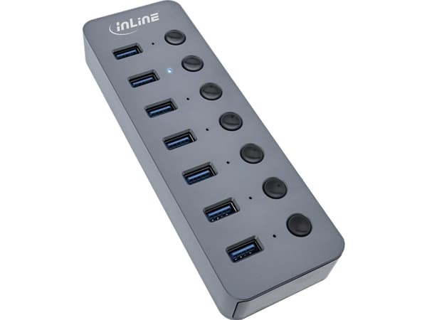 InLine 35395D, USB 3.2 Gen 1 (3.1 Gen 1) Type-A, USB 3.2 Gen 1 (3.1 Gen 1) Type-A, 5000 Mbit/s, Grå, Aluminium, DC