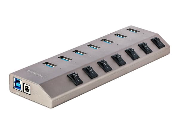 StarTech.com 7-Port Self-Powered USB-C Hub with Individual On/Off Switches, USB 3.0 5Gbps Expansion Hub w/Power Supply, Desktop/Laptop USB-C to USB-A