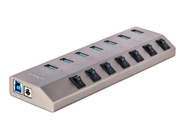 StarTech.com 7-Port Self-Powered USB-C Hub with Individual On/Off Switches, USB 3.0 5Gbps Expansion Hub w/Power Supply, Desktop/Laptop USB-C to USB-A