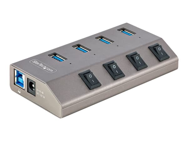 StarTech.com 4-Port Self-Powered USB-C Hub with Individual On/Off Switches, USB 3.0 5Gbps Expansion Hub w/Power Supply, Desktop/Laptop USB-C to USB-A
