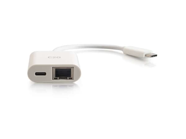 C2G USB C to Ethernet Adapter With Power Delivery - White - Nätverksadapter - USB-C - Gigabit Ethernet x 1 - vit