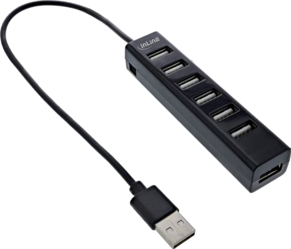 InLine 33293D, USB 3.2 Gen 1 (3.1 Gen 1) Type-A, USB 2.0, 480 Mbit/s, Svart, Plast