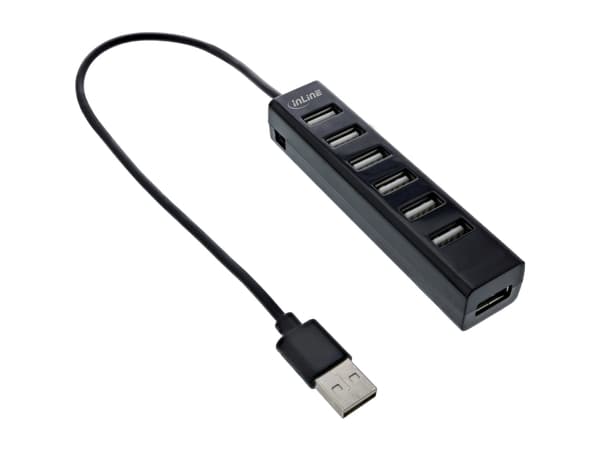 InLine 33293D, USB 3.2 Gen 1 (3.1 Gen 1) Type-A, USB 2.0, 480 Mbit/s, Svart, Plast