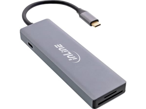 InLine 33271O, USB 3.2 Gen 1 (3.1 Gen 1) Type-C, 100 W, Grå, HDMI, USB 3.2 Gen 1 (3.1 Gen 1) Type-A, Alumiini, USB, USB