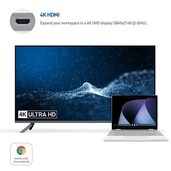 Cable Matters 1 til 5 dockingstation 1xHDMI 4K60Hz, 1xRJ45 Ethernet 2xUSB-A 1xUSB-C PD 60W Fungerer med Chromebook-certificeret