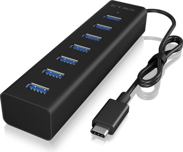 ICY BOX IB-HUB1700-C3 - Hubb - 7 x SuperSpeed USB 3.0 - skrivbordsmodell