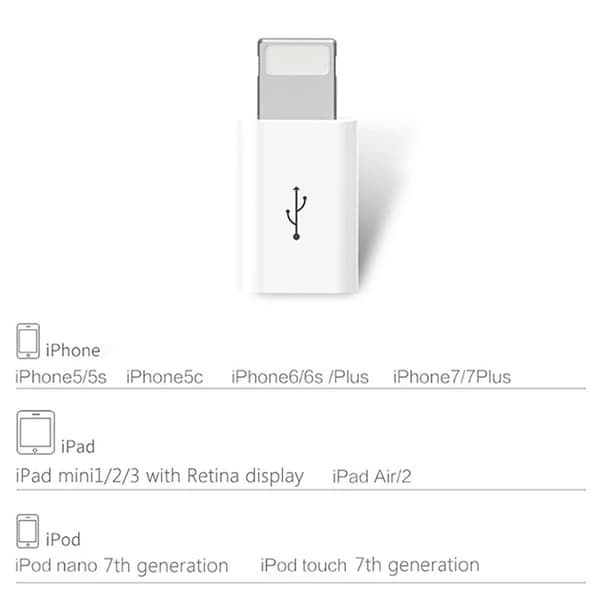 Adapter Micro-USB till Lightning 2in1 Laddning + Dataöverföring