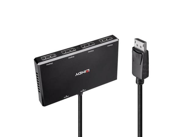 Lindy 38431, DisplayPort, 1920 x 1080 (HD 1080), 3840 x 2160, Sort, Acrylonitrilbutadienstyren, CE, UKCA, FCC, RoHS & REACH, USB