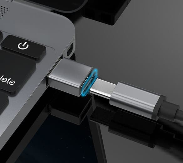 INF USB-A (uros) - USB-C (naaras) sovitin Musta