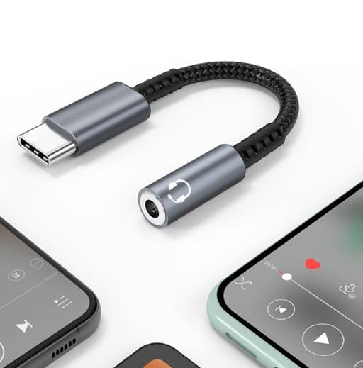 INF USB-C till 3,5 mm adapter för hörlurar Grå