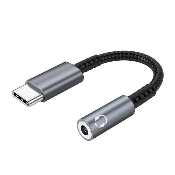 INF USB-C - 3,5 mm sovitin kuulokkeille Harmaa