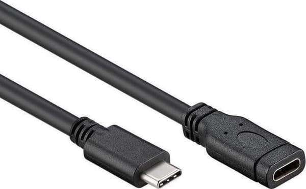 Goobay USB-C - USB-C jatkokaapeli - USB3.0 - jopa 20V/3A / musta - 1 metri