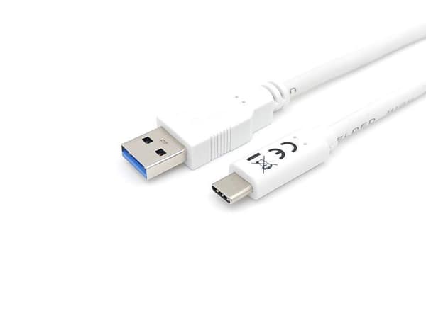 Varusteet - USB-kaapeli - USB (M) - USB-C (M) - USB 3.2 - 3 A - 1 m - valkoinen