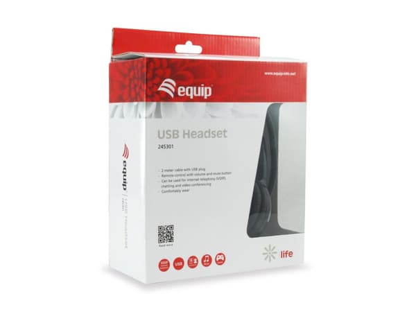 Udstyr Headset USB 245301 2m Kabel,Mikro,Fernbe. Stereo sort